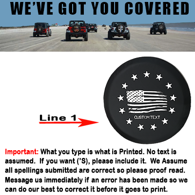 Distressed American Flag 13 Stars - Personalized Spare Tire Cover