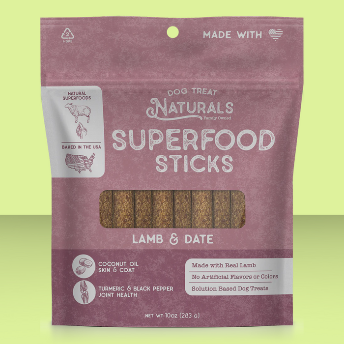 Dog Treat Naturals Superfood Sticks Lamb & Date 10oz