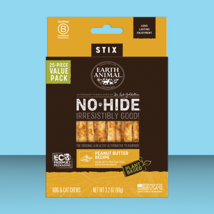 Earth Animal No-Hide Peanut Butter Stix 20 Pack