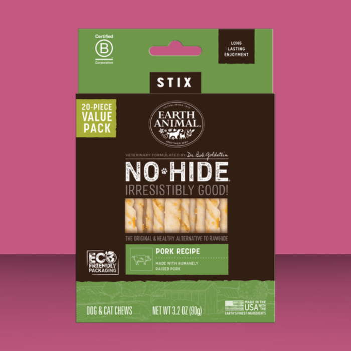 Earth Animal No-Hide Pork Stix 20 Pack