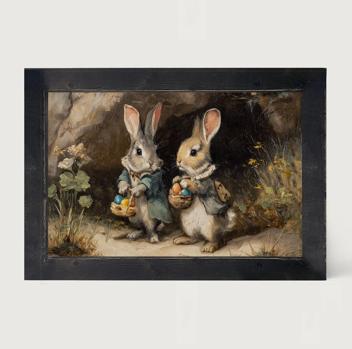 Easter Bunnies in the Country - Framed Art