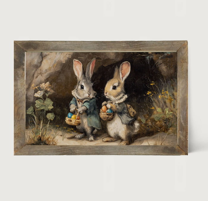 Easter Bunnies in the Country - Framed Art