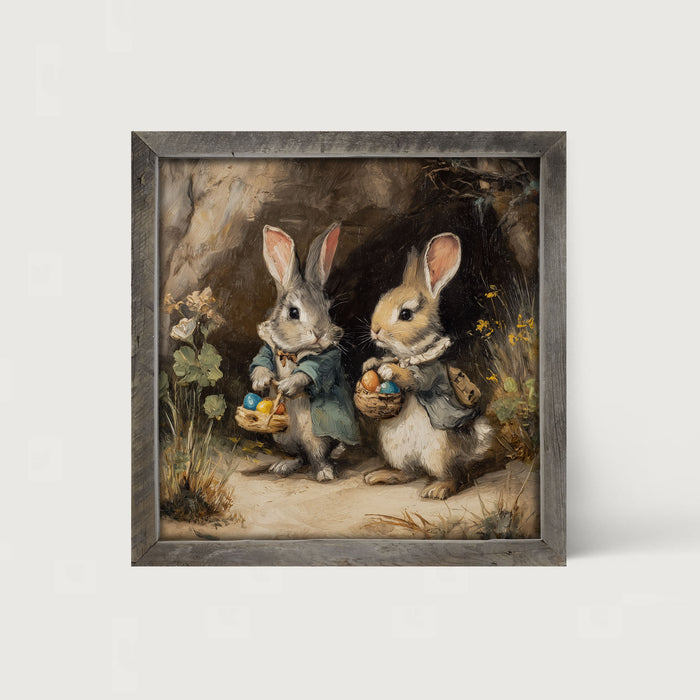 Easter Bunnies in the Country - Framed Art