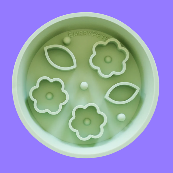 Emery Pets Slow Feeder Bowl Flower Green