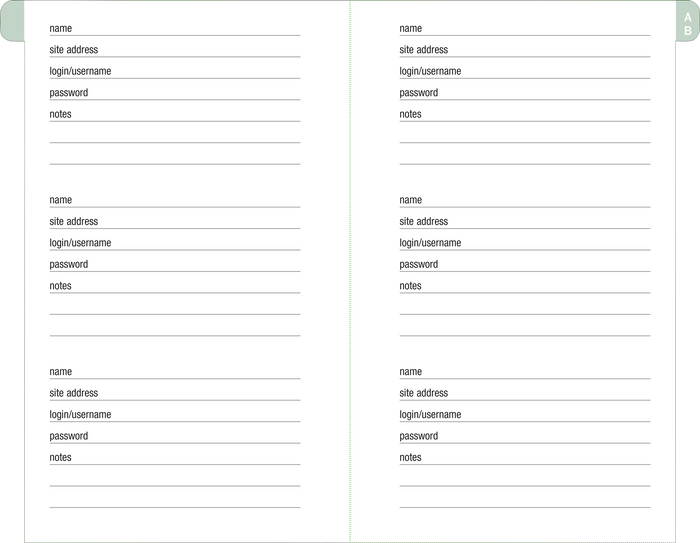 Eucalyptus Internet Address & Password Logbook