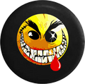 Evil Crazy Smiley Face Dripping Blood Jeep Camper Spare Tire Cover CUSTOM SIZE/COLOR/INK- P112 - TireCoverPro