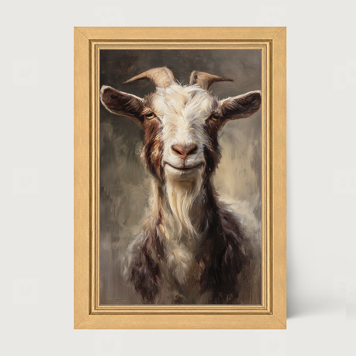 Farm Life Portrait - Brown and White Goat - Framed Art