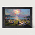 Fireworks- families at the Lake - Framed Art