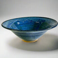 Flaired Glass Accent Stoneware Bowl 14" Starry Night