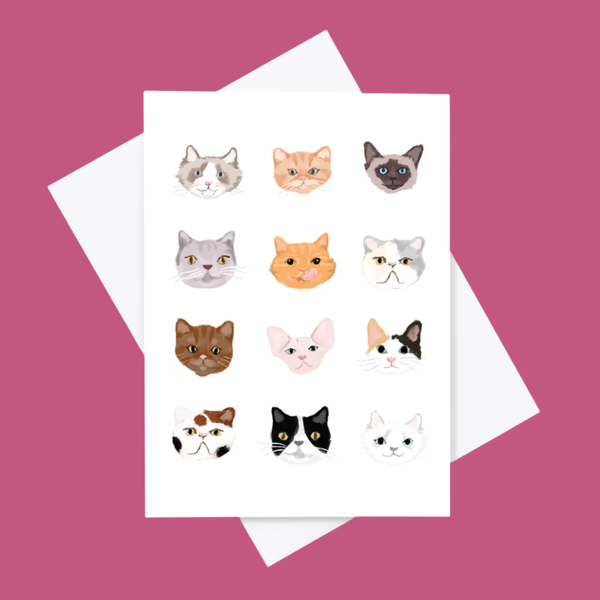 Fly Like Paper Design Cat Faces Card