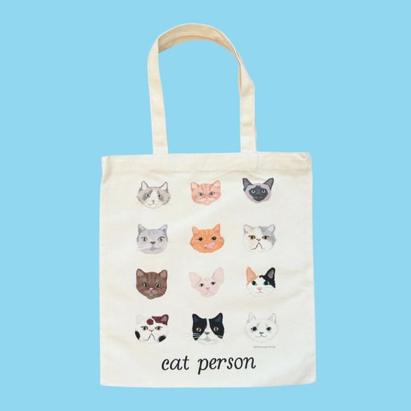 Fly Like Paper Design Cat Faces Tote Bag