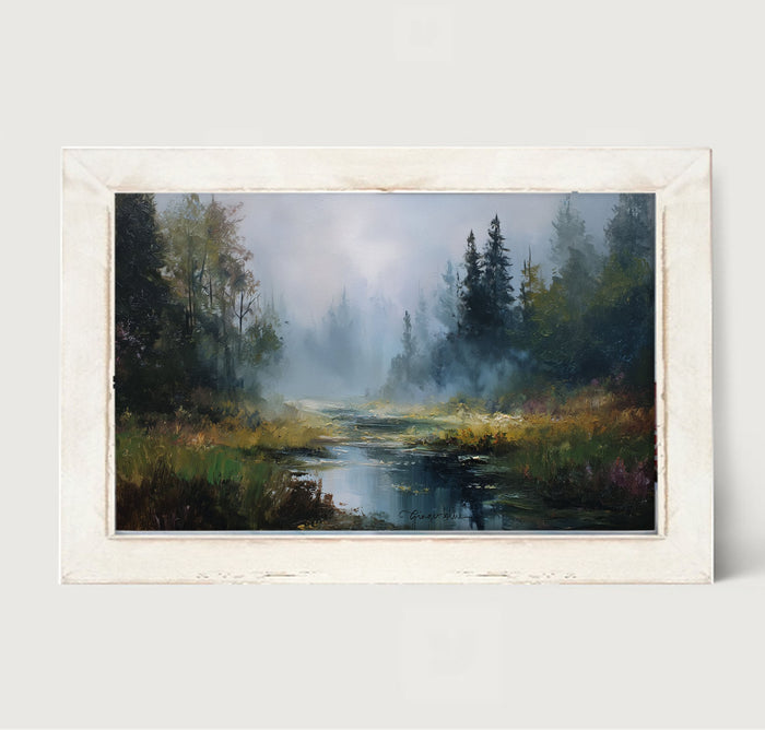 Foggy Forest Stream - Framed Art
