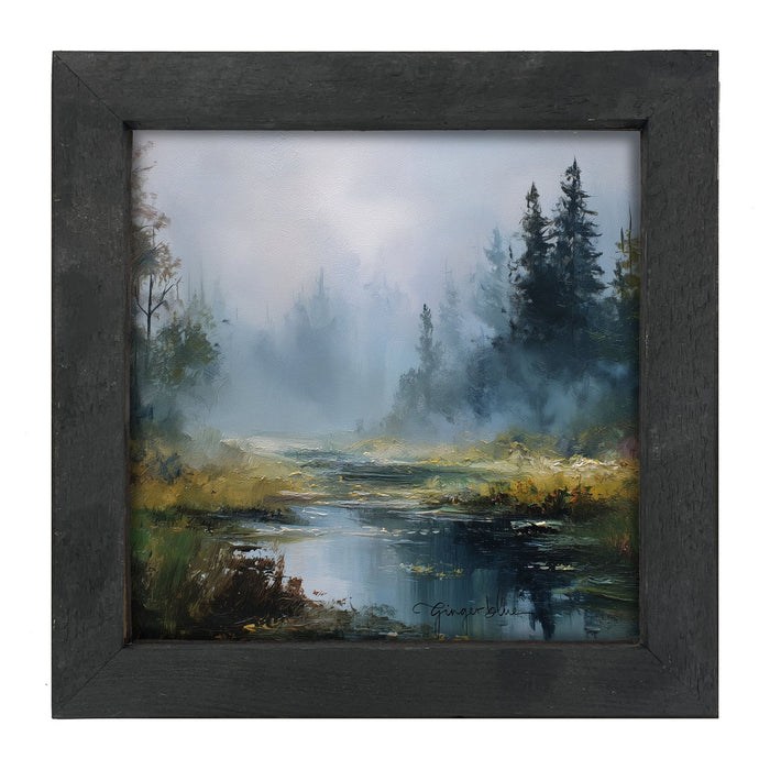 Foggy Forest Stream - Framed Art