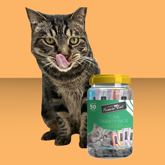 Fussie Cat Puree Treat Variety Pack Tuna 5 Flavors 50 Pack