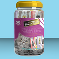 Fussie Cat Puree Treat Variety Pack Tuna & Chicken 5 Flavors 50 Pack