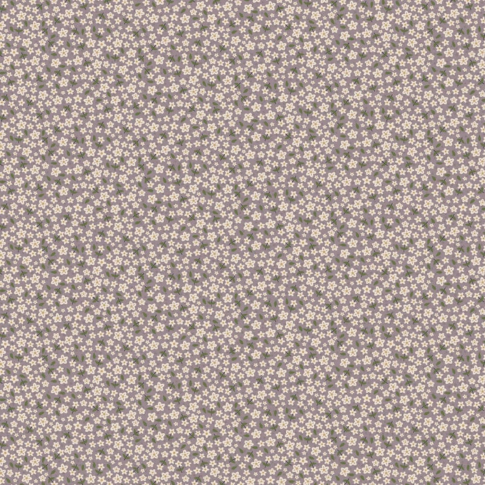 Garden Of Flowers 80870-11 - lavender cotton fabric with tiny white flowers and leaves