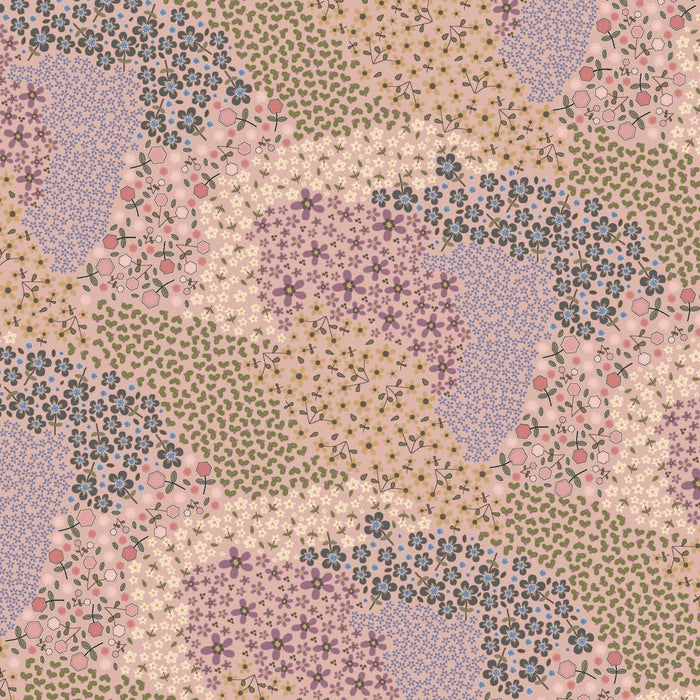 Garden Of Flowers 80870-24 - light pink background cotton fabric with various tiny flowers scattered all over