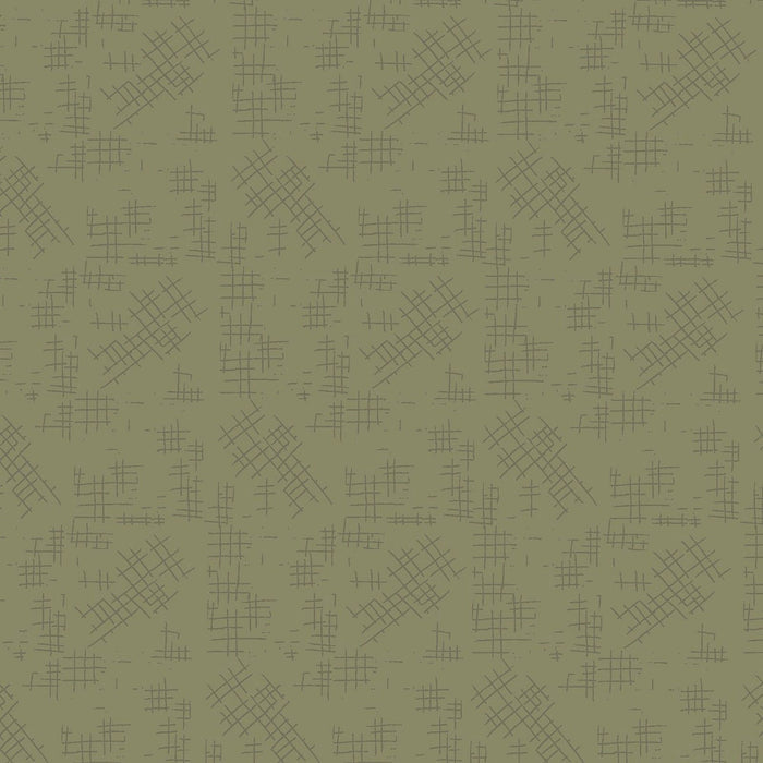 Garden Of Flowers 80870-9 - green cotton fabric with tone-on-tone grids scattered over