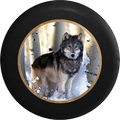 Grey Wolf in the Snowy Winter Birch Forest Jeep Camper Spare Tire Cover BLACK-CUSTOM SIZE/COLOR/INK- R322 - TireCoverPro