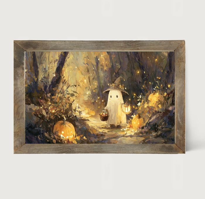 Halloween Friends - Ghost on Path - Framed Art