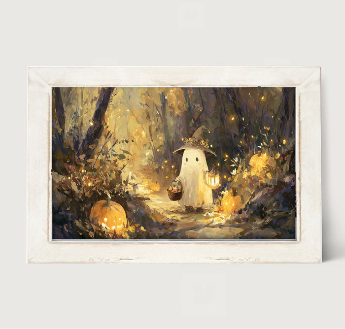 Halloween Friends - Ghost on Path - Framed Art