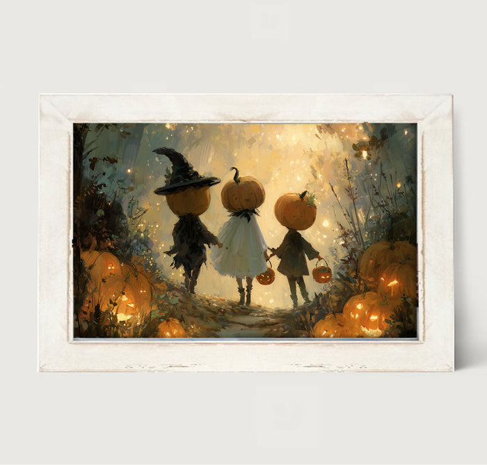 Halloween Friends - Trio of Trick or Treaters - Framed Art