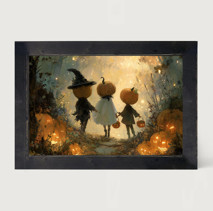 Halloween Friends - Trio of Trick or Treaters - Framed Art
