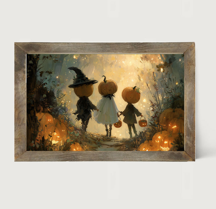 Halloween Friends - Trio of Trick or Treaters - Framed Art