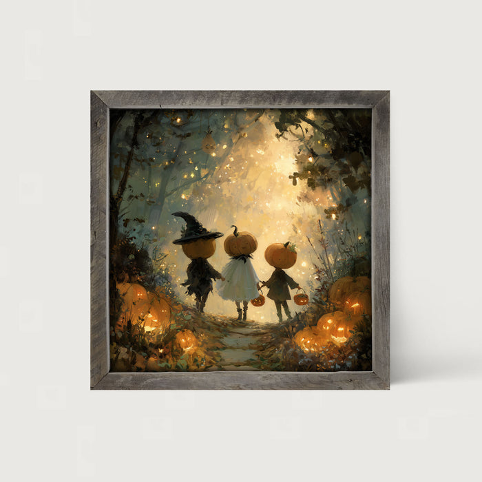 Halloween Friends - Trio of Trick or Treaters - Framed Art