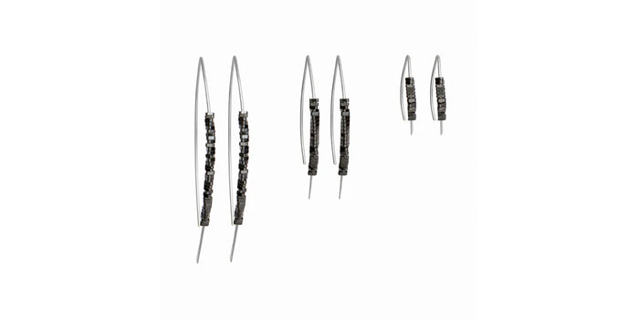 Hematite Gold Wishbone Threader Earrings - silver