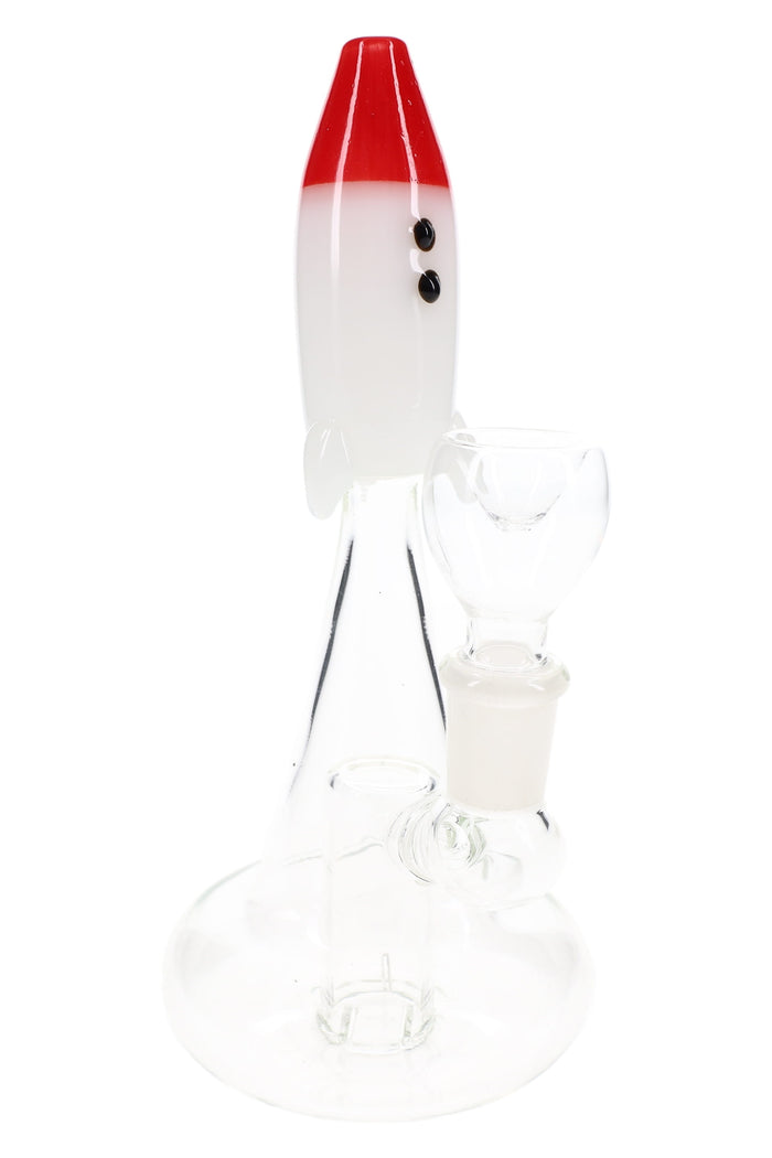 Hemper Blast Off Rocket 7.5-inch glass bong with red and white rocket mouthpiece on a clear flared base and 14.5 mm bowl.