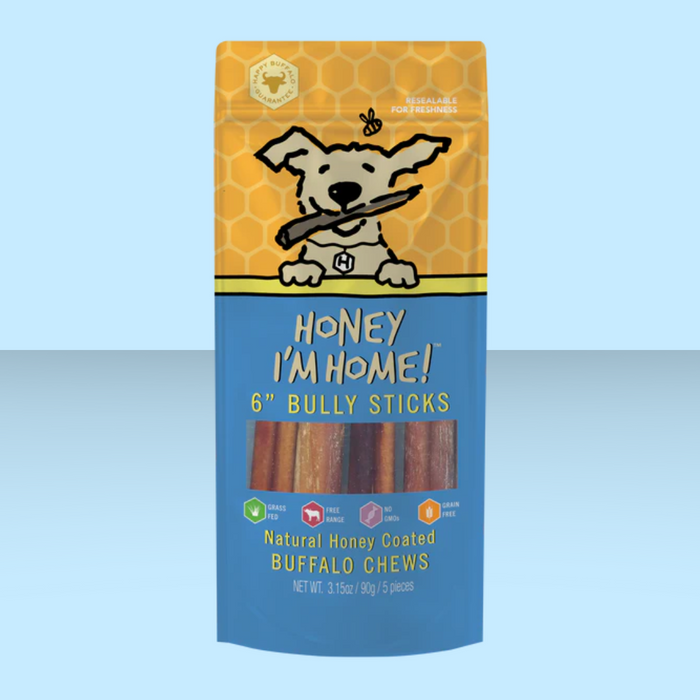 Honey I'm Home Buffalo Bully Stick 6" 5 Pack
