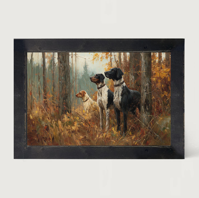 Hunting Season - Dogs in the Woods - Framed Art