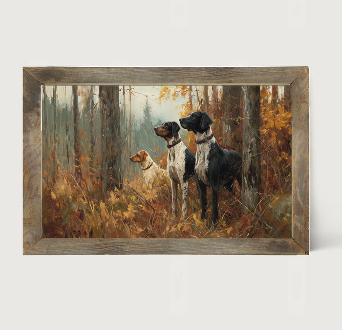 Hunting Season - Dogs in the Woods - Framed Art