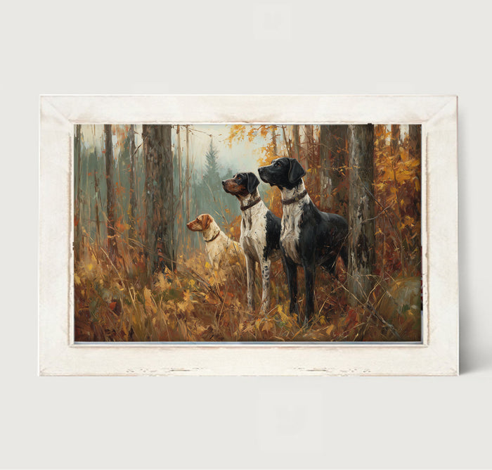 Hunting Season - Dogs in the Woods - Framed Art