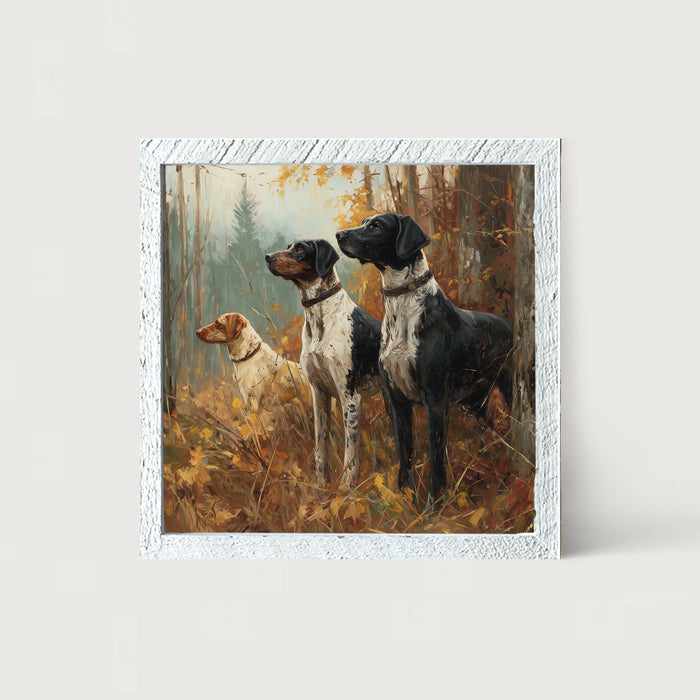 Hunting Season - Dogs in the Woods - Framed Art