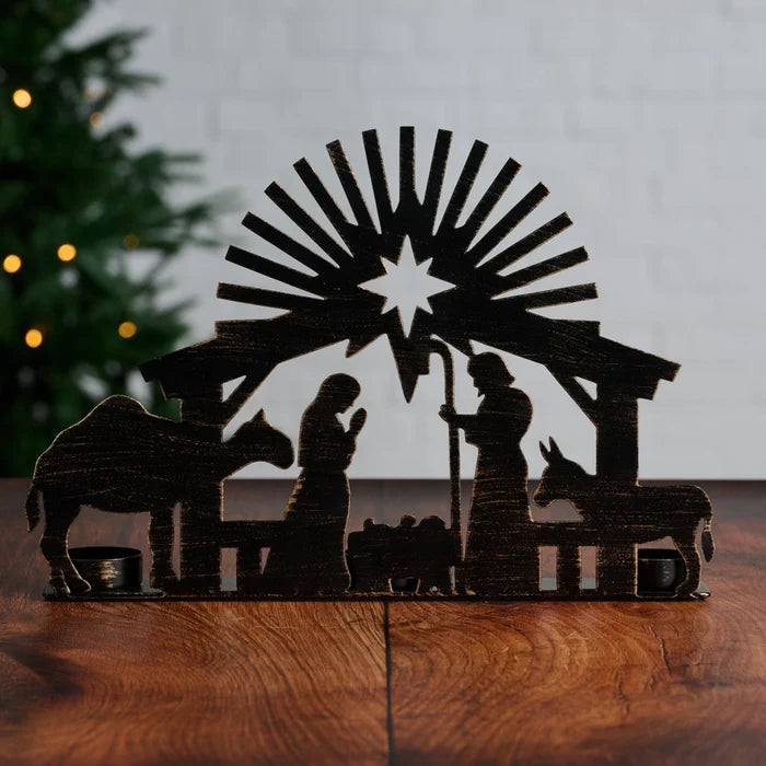Iron Nativity Candleholder