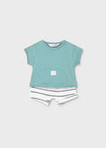 Jade Pocket Tee & White Striped Shorts