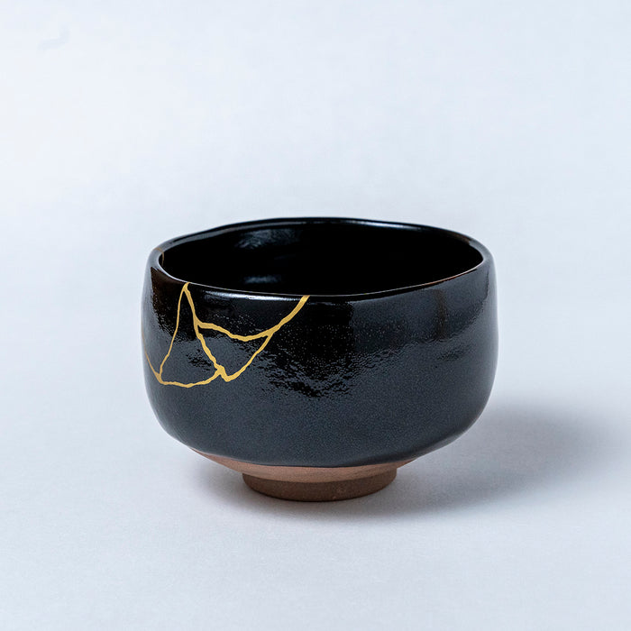 Japanese Matcha Tea Set - Tenmoku kintsugi (black)