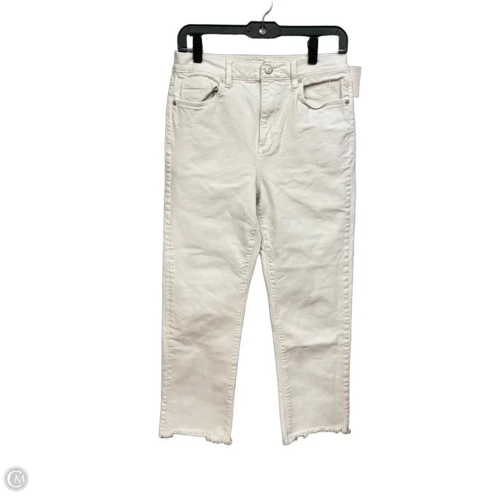 Jeans Straight By Loft In Cream Denim, Size: 4