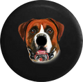 Jeep Wrangler JL Backup Camera Day Boxer Dog Lover Adopt Rescue RV Camper Spare Tire Cover-35 inch