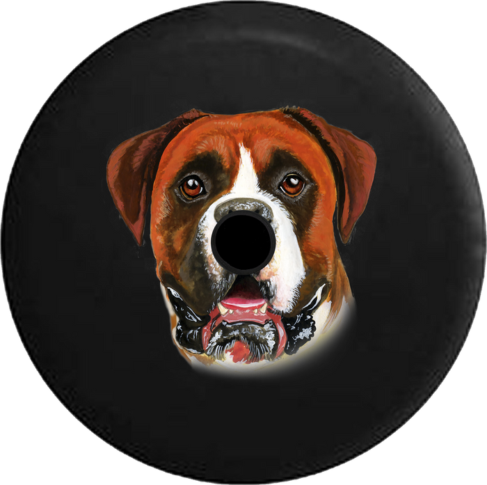 Jeep Wrangler JL Backup Camera Day Boxer Dog Lover Adopt Rescue RV Camper Spare Tire Cover-35 inch
