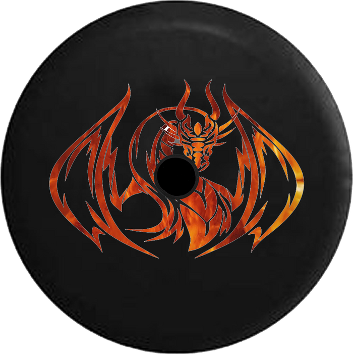 Jeep Wrangler JL Backup Camera Day Dark Silver Smoke Tribal Dragon RV Camper Spare Tire Cover-35 inch