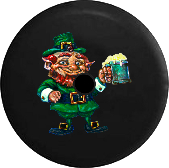 Jeep Wrangler JL Backup Camera Day Irish St Patricks Day Beer Mug Leprechaun Green RV Camper Spare Tire Cover-35 inch