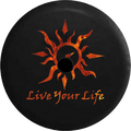 Jeep Wrangler JL Backup Camera Day Live Your Life Tribal Sun Compass Distressed Wood RV Camper Spare Tire Cover-35 inch