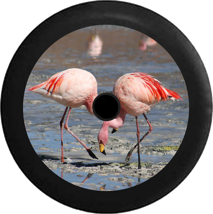 Jeep Wrangler JL Backup Camera Pink Flamingos wading in the Water Jeep Camper Spare Tire Cover 35 inch R138