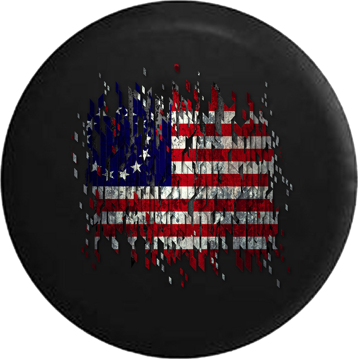 Vintage Distressed 13 Star American Flag Betsy Ross RV Camper Spare Tire Cover-35 inch