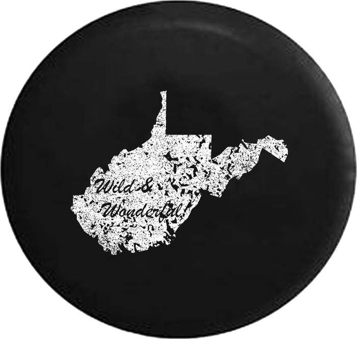 Jeep Wrangler Tire Cover With Distressed WV Map Print (Wrangler JK, TJ, YJ)