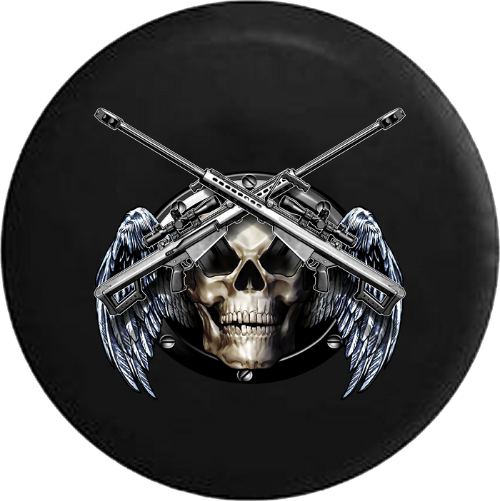 Jeep Wrangler Tire Cover With Skull Crossed Snipers (Wrangler JK, TJ, YJ)