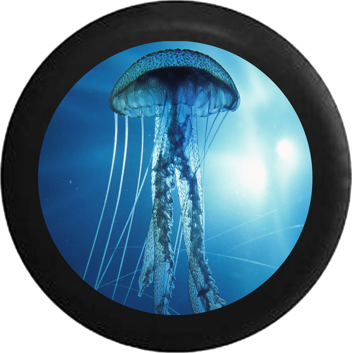 Jellyfish Sea Life Ocean Scene Jeep Camper Spare Tire Cover BLACK-CUSTOM SIZE/COLOR/INK- R144 - TireCoverPro